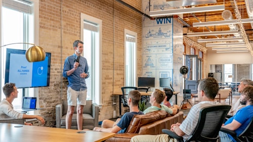 Young professionals in a tech incubator setup